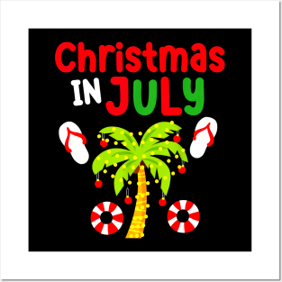 Funny Summer Vacation Christmas In July Flip Flops Posters and Art